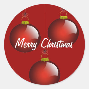3 Red Ornaments Classic Round Sticker
