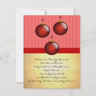 3 Red Ornaments Invitation