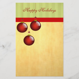 3 Red Ornaments Stationery