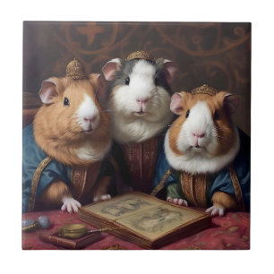 3 Renaissance Guinea Pigs Ceramic Tile