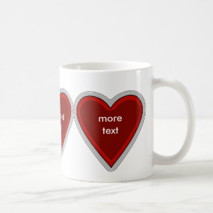 3 retro red hearts on a mug for your text