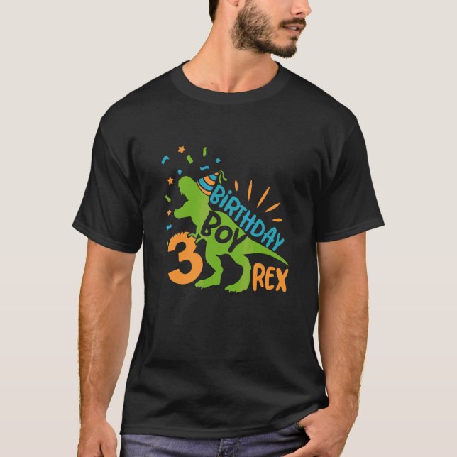 3 Rex Birthday Boy 3 Year Old Boy 3rd Birthday T-Shirt (Front)