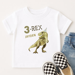 3-Rex Cute Dinosaur Three Rex Birthday Party Name Baby T-Shirt