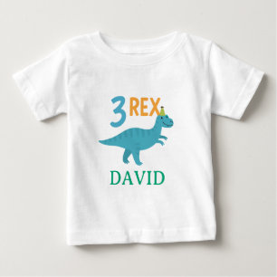 3 Rex Dinosaur Birthday Design Baby T-Shirt