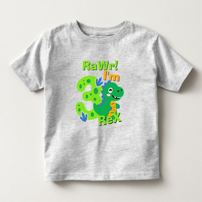 3 Rex Dinosaur Birthday Shirt (Front)