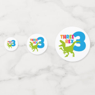 3 Rex Dinosaur Theme Third Birthday Photo Confetti