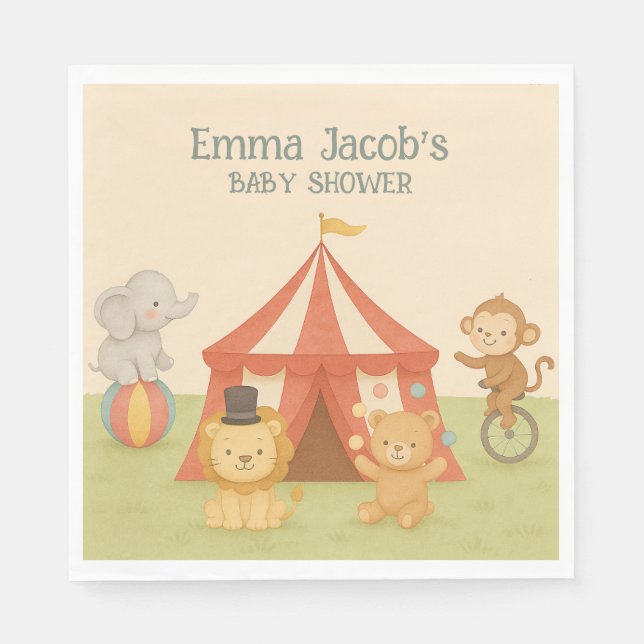 3 Ring Circus Baby Shower Napkin (Front)