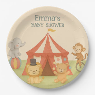 3 Ring Circus Baby Shower Paper Plate
