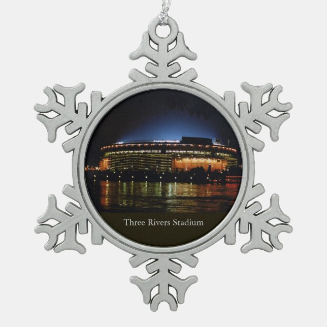 3 Rivers Stadium- Pewter Snowflake Ornament  (Front)