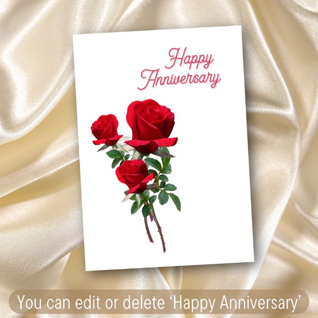 3 Rose Love Romantic Happy Anniversary All Purpose Card (Creator Uploaded)