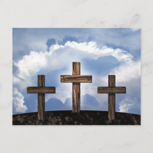 3 Rugged Crosses with Sky Postcard