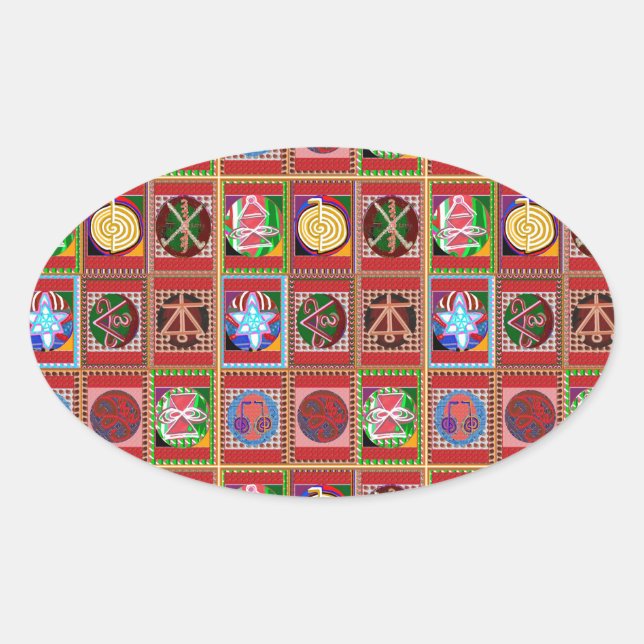 3 Sale Karuna Reiki Healing Symbol art Gifts Oval Sticker (Front)