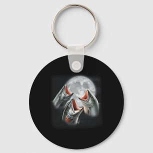 3 Salmon Fish Howling At The Moon Funny Salmon Fis Key Ring