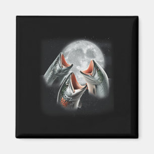 3 Salmon Fish Howling At The Moon Funny Salmon Fis Magnet