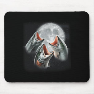 3 Salmon Fish Howling At The Moon Funny Salmon Fis Mouse Pad