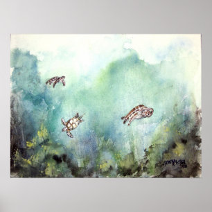 3_sea_turtles_painting poster