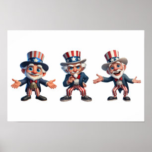 3 senior citizens dressed as Uncle Sam Poster