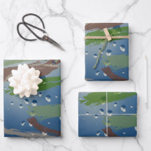 3-set Earth-Tone Brushstroke Wrapping Paper       