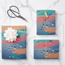3-set Raindrop Effect Brushstroke Wrapping Paper