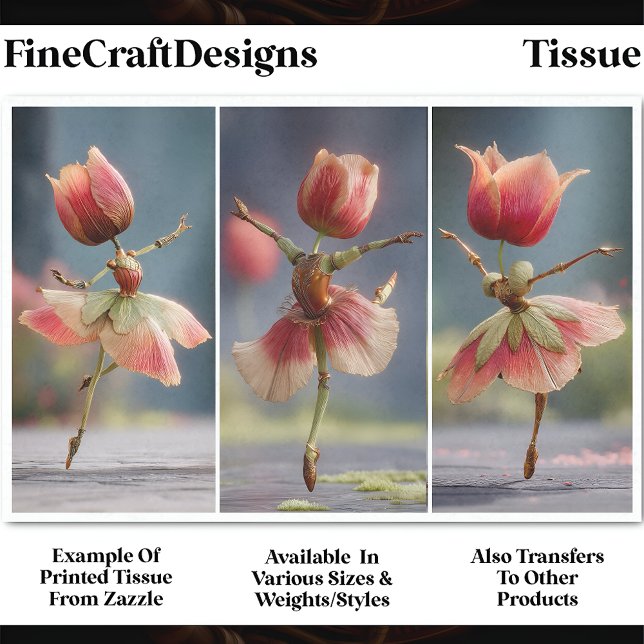 3 Shabby Chic Flower Dancers, Rose DJ6L Decoupage Tissue Paper (Creator Uploaded)