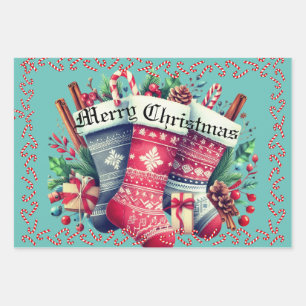 3 sheets Christmas Wrapping Paper different Themes