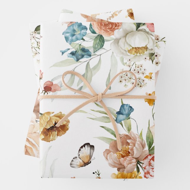 3 Sheets, Dutch Still Life Floral Art, 19" x 29" Wrapping Paper Sheet (In situ)
