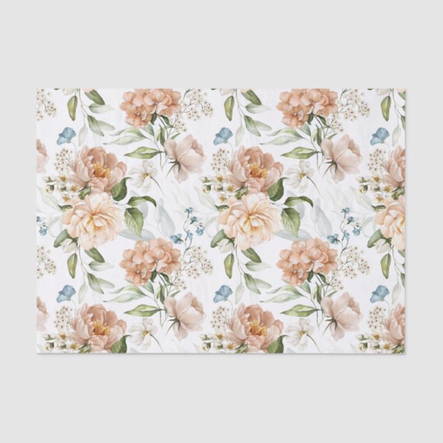 3 sheets, Dutch Still Life Floral Art Hydrangeas  Tissue Paper (Front)