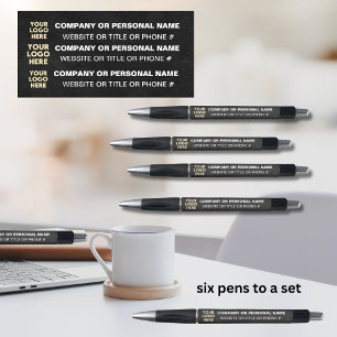 3-Sided Logo Business Black Leather Texture Name 