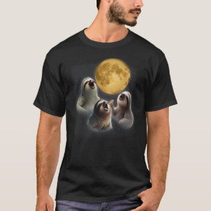 3 Sloths Howling At The Moon Funny Sloth Animal Lo T-Shirt