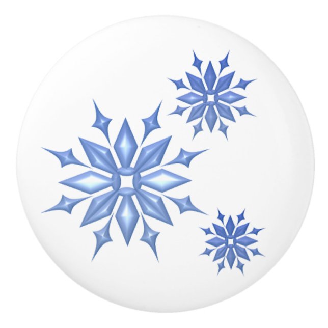 3 Snowflakes Ceramic Knob (Front)