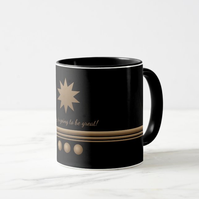 3 Sphere Brushed Gold Black Professional Business Mug (Front Right)