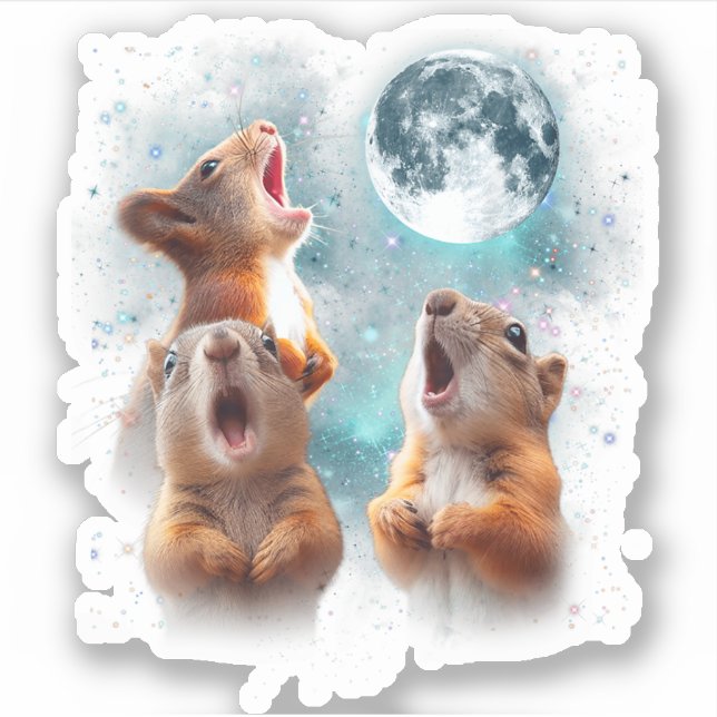 3 Squirrel Moon Howling Squirrel Head Funny (Front)