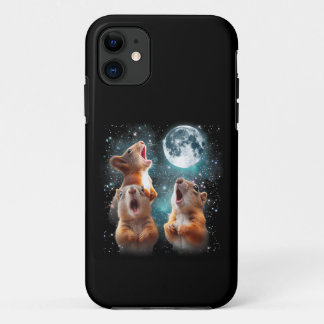 3 Squirrel Moon Howling Squirrel Head Funny iPhone 11 Case
