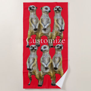 3 Standing Meerkats Thunder_Cove  Beach Towel