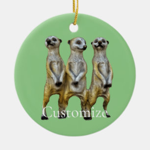 3 Standing Meerkats Thunder_Cove Ceramic Ornament