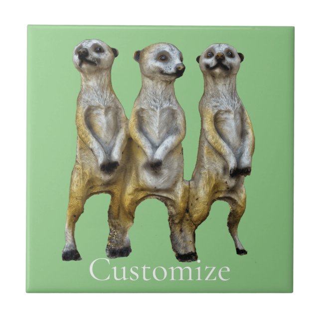 3 Standing Meerkats Thunder_Cove  Ceramic Tile (Front)