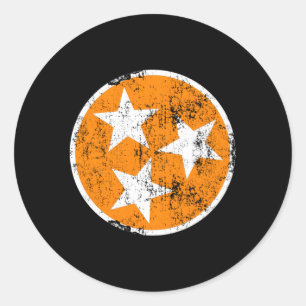 3 Star Tn Orange And White Distressed Tennessee St Classic Round Sticker