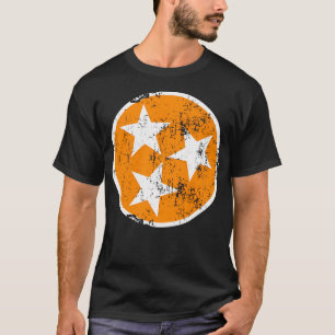 3 Star Tn Orange And White Distressed Tennessee St T-Shirt