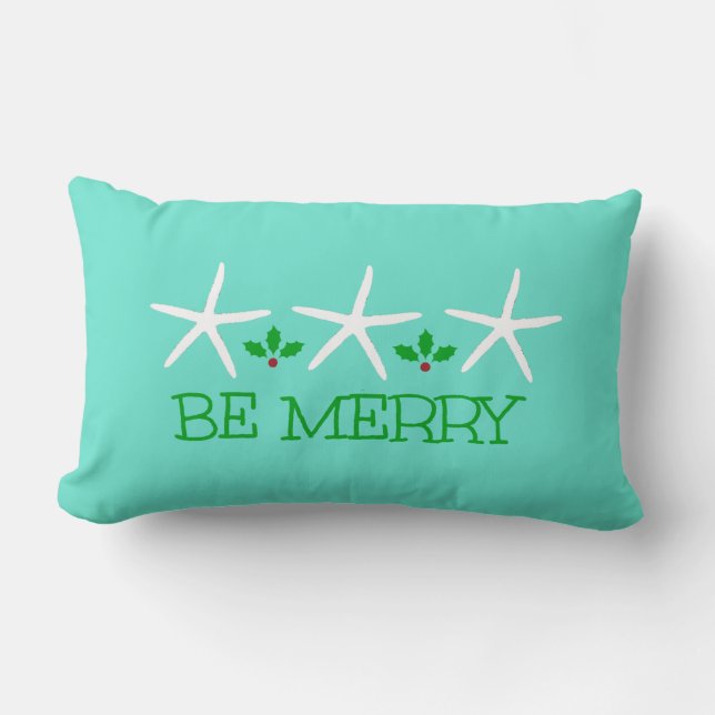 3 Starfish Be Merry Christmas Pillow (Front)