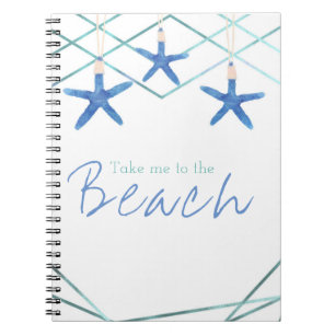 3 Starfish & Modern Lines Elegant Beach Custom Notebook