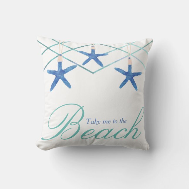 3 Starfish & Modern Lines Elegant Tropical Beach Cushion (Front)