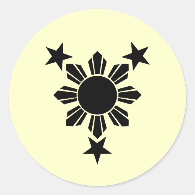 3 Stars and Sun Solid (Sticker) Classic Round Sticker (Front)