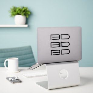 3 stickers Black Monogram Logo Business Laptop