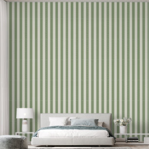 3" Stripe Earthy Sage Green & Ivory White Wallpaper