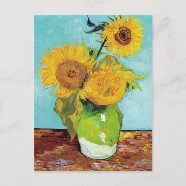 3 Sunflowers in a Vase by Van Gogh Postcard (Front)