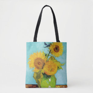 3 Sunflowers in a Vase by Vincent Van Gogh Tote Bag
