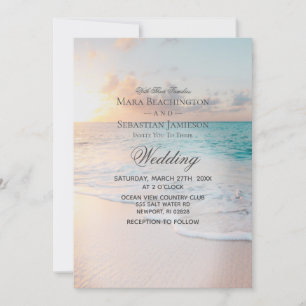 *~* 3 - Sunrise Pastel Beach Sunset  Wedding Invitation