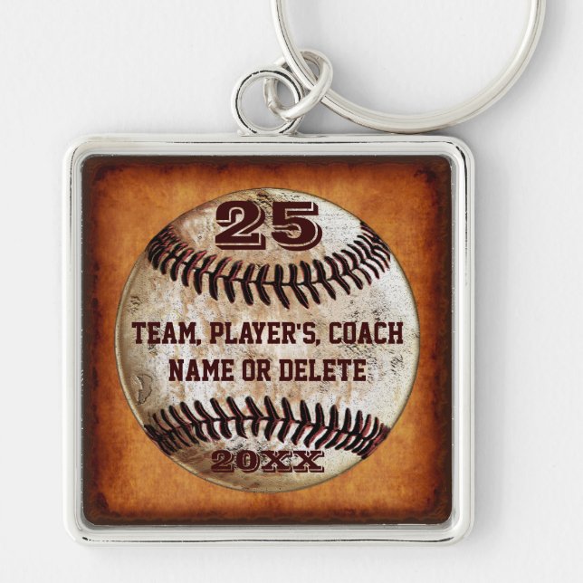 3 Text Templates Gifts for Baseball Players, Coach Key Ring (Front)