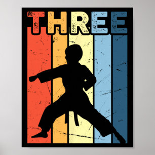3 Three Karate Lover 3rd Birthday 3 Year Old Marti Poster