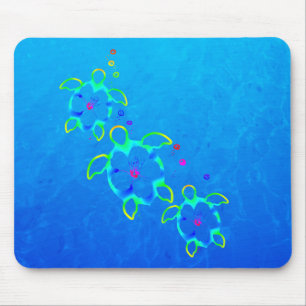 3 Tie Dyed Honu Turtles Mouse Pad
